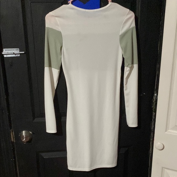 Boohoo Olive and Cream Long Sleeve Dress - Picture 2 of 2